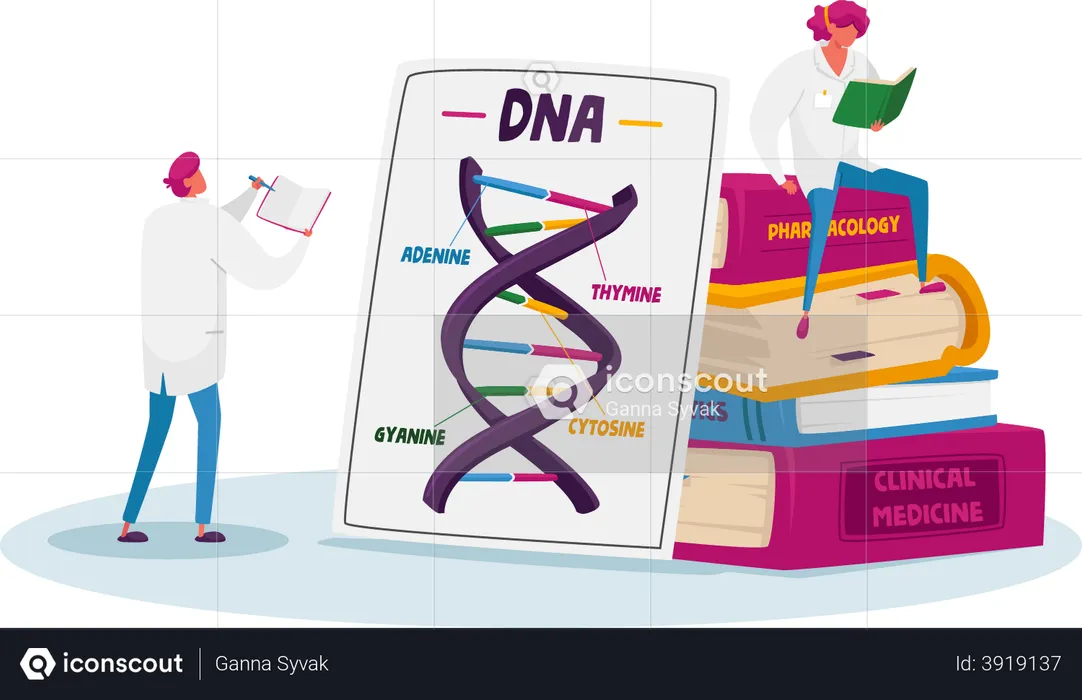 Medical Students Prepare for Genetics Structure Exam  Illustration