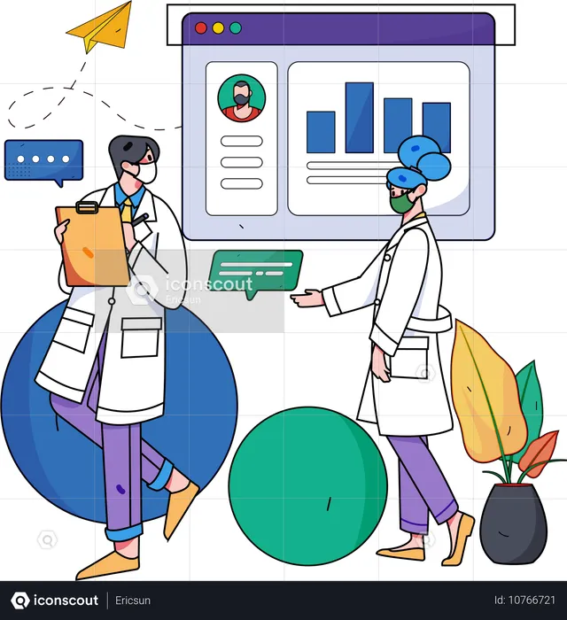 Medical team looking patient report  Illustration