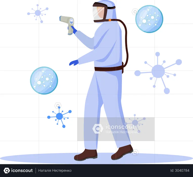 Medical worker with Temperature tool  Illustration