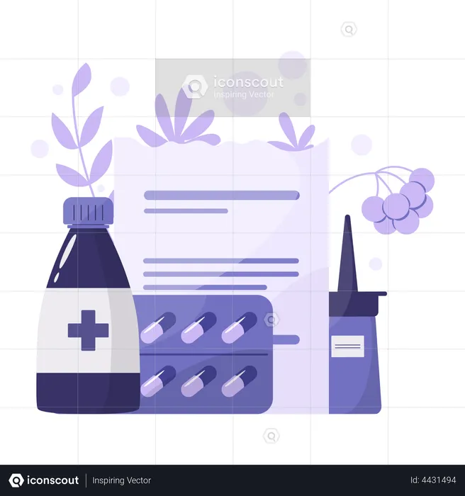 Medicine and prescription form  Illustration