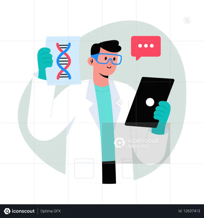Médico compartilha resultado de experimento  Ilustração