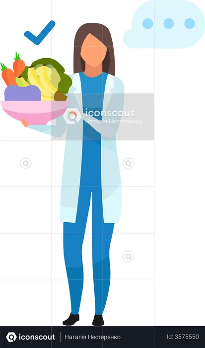 Doctor con comida sana  Ilustración