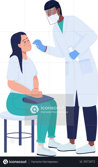 Médico fazendo teste rtpcr  Ilustração