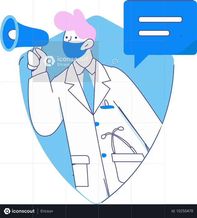 Doctor hace anuncio médico  Ilustración