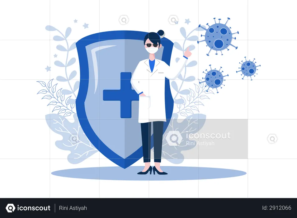 Médico lutando contra o vírus Corona  Ilustração