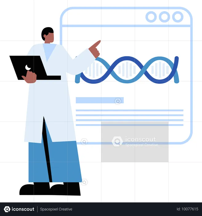 Médico masculino presentando informe de ADN  Ilustración