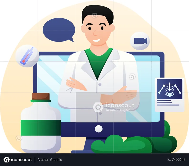 Médico on-line  Ilustração