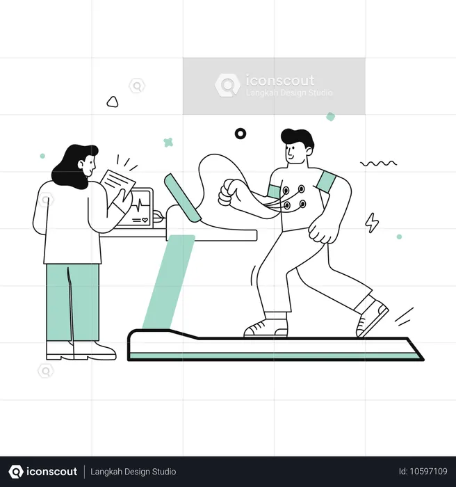 Doctor revisando el corazón del paciente  Ilustración