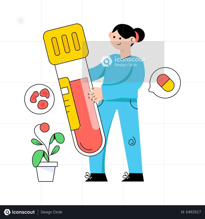 Médico carregando tubo de ensaio  Ilustração