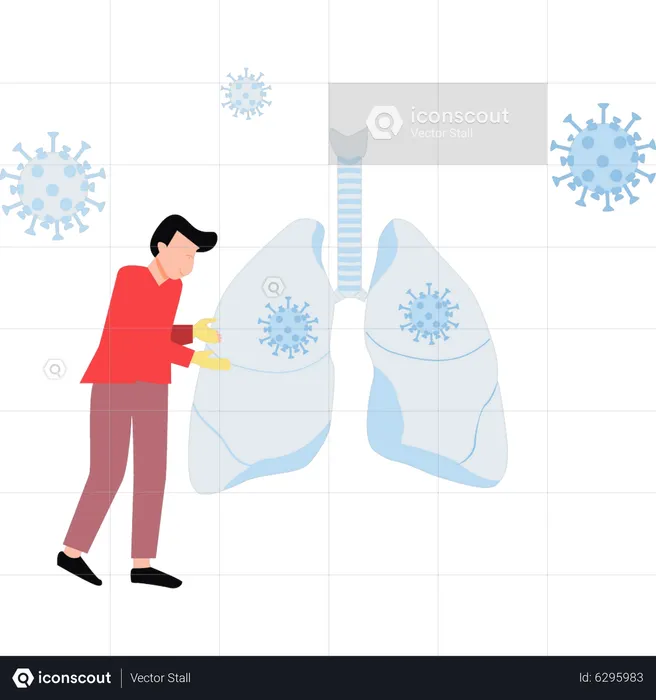 Médico verificando se há alguma infecção pulmonar  Ilustração