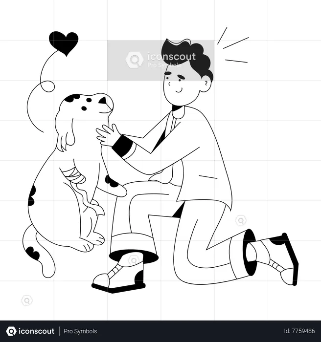 Médico veterinario con perro  Ilustración