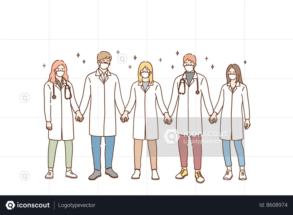 Médicos estão prontos para lutar contra doenças  Ilustração