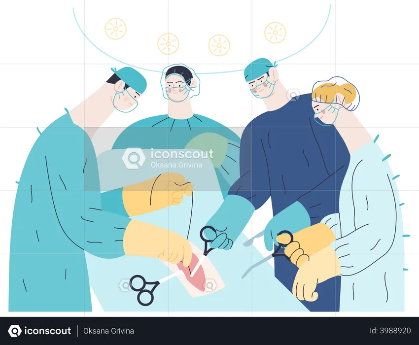 Doctores haciendo operación  Ilustración