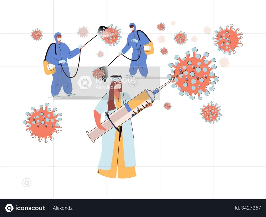 Medics are fighting with corona  Illustration