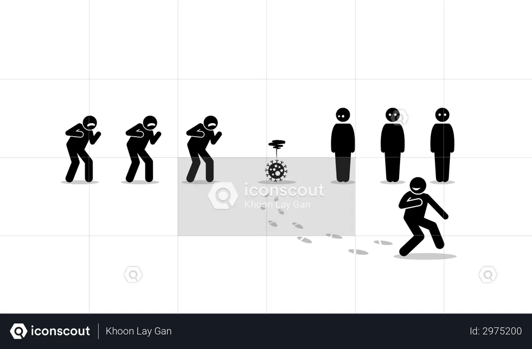 Medida de ação de distanciamento social para controlar doenças infecciosas por vírus  Ilustração