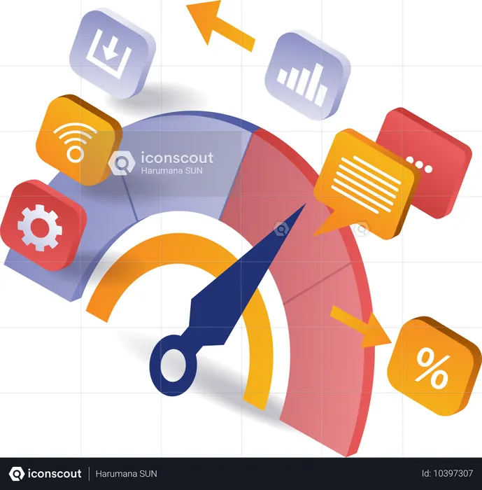 Medidor de rendimiento de velocidad digital de la aplicación  Ilustración