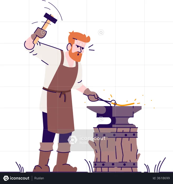Medieval blacksmith  Illustration