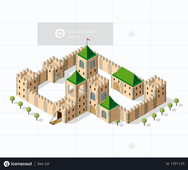 Medieval fortress fort  Illustration