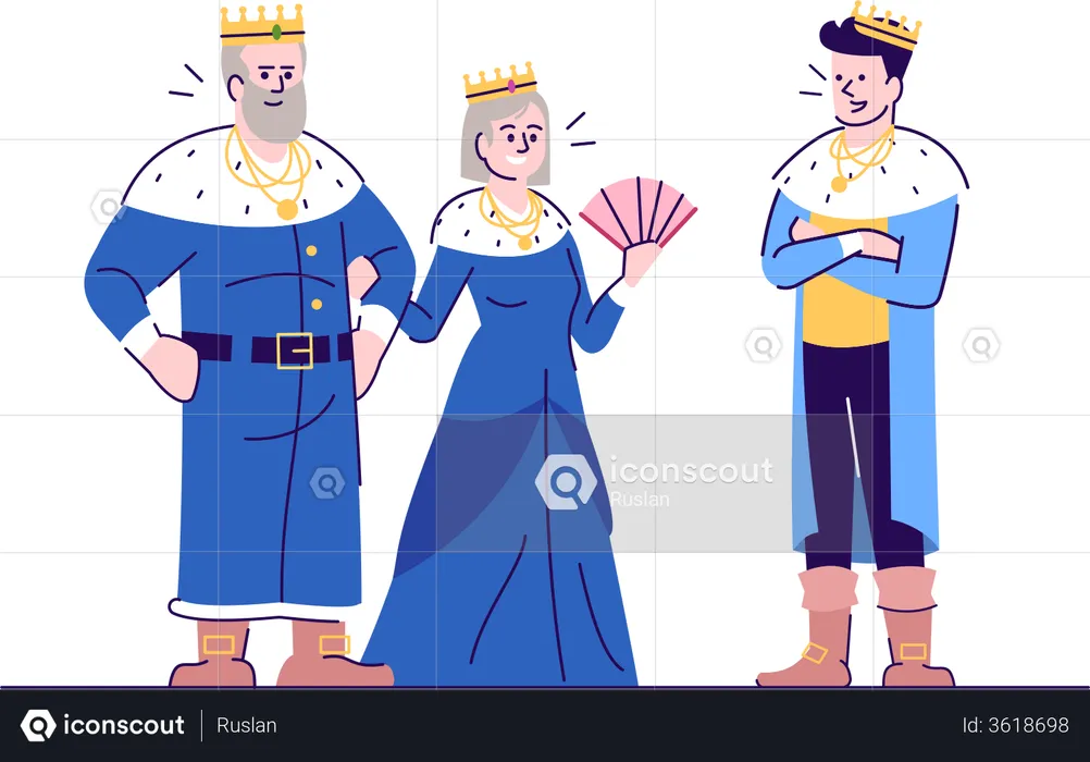 Medieval king, queen and prince  Illustration