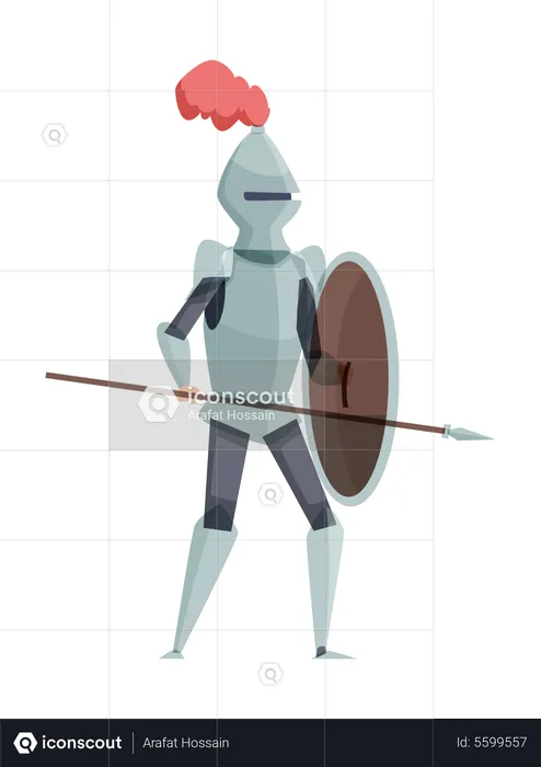 Medieval knight ready for fight  Illustration