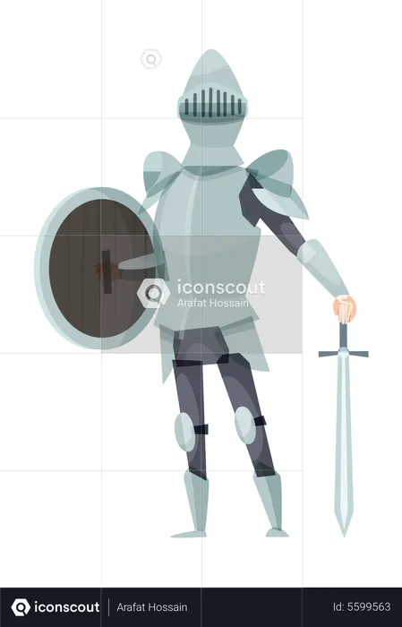 Medieval knight ready for war  Illustration