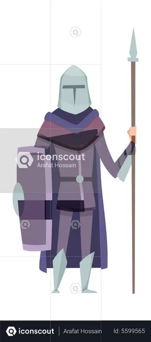 Medieval knight with spade and shield  Illustration