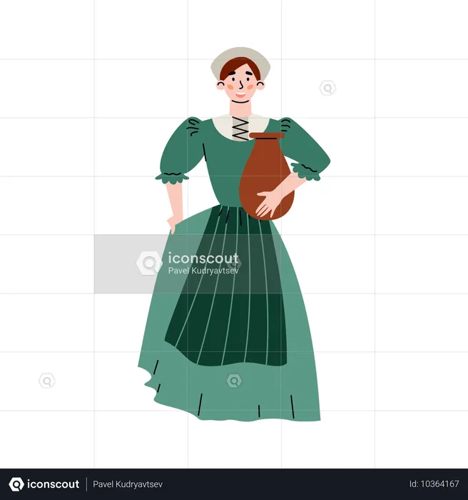 Medieval peasant woman  Illustration