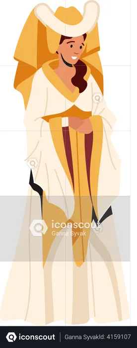 Medieval Woman in Royal Dress  Illustration