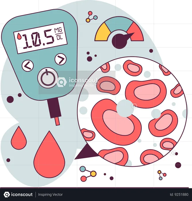 Medir el azúcar en sangre con un medidor de glucosa  Ilustración