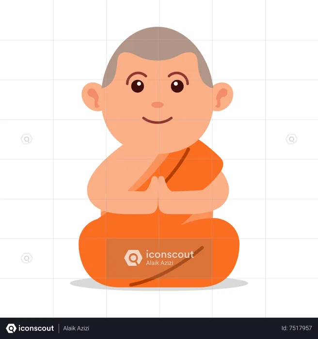 Meditating buddhist monk  Illustration