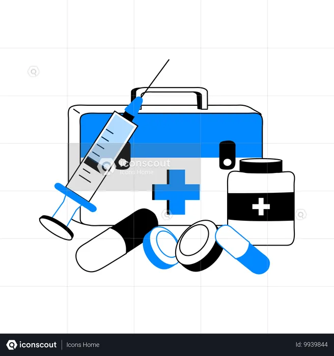 Medizinische Geräte und Medikamente  Illustration