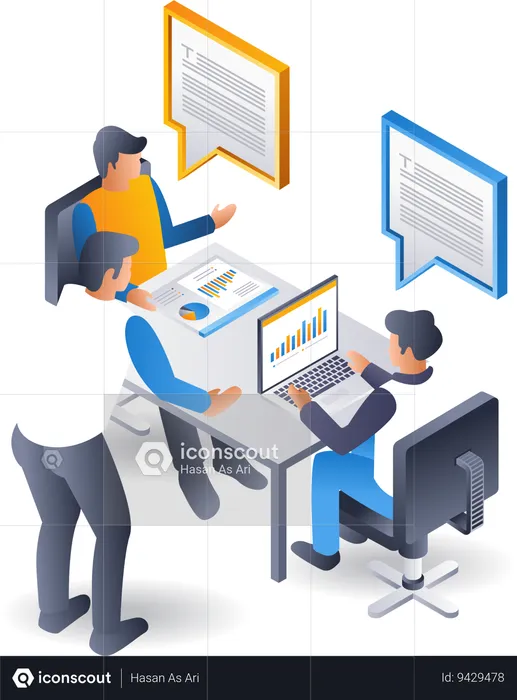 Meeting conversation developing company business  Illustration