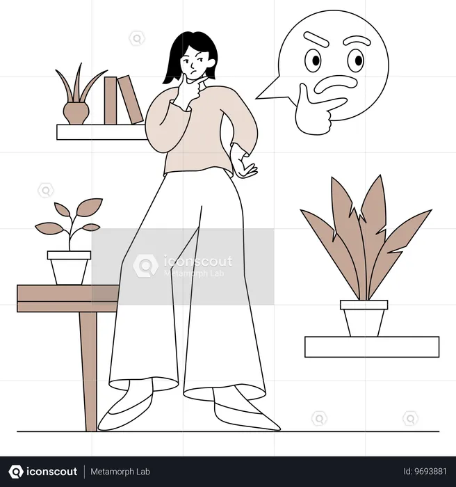Méfiance femme Emoji Illustration
