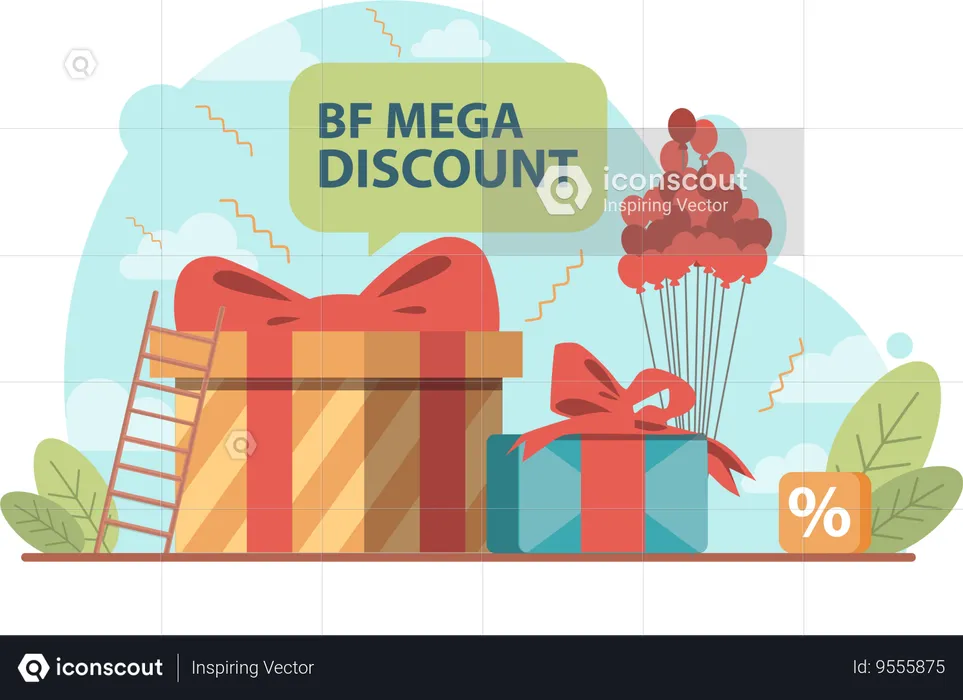 Mega shopping discount  Illustration