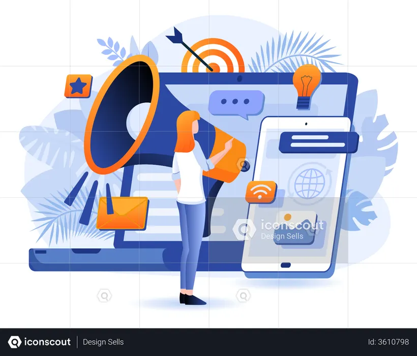 Megaphone Advertisement Illustration - Free Download People ...