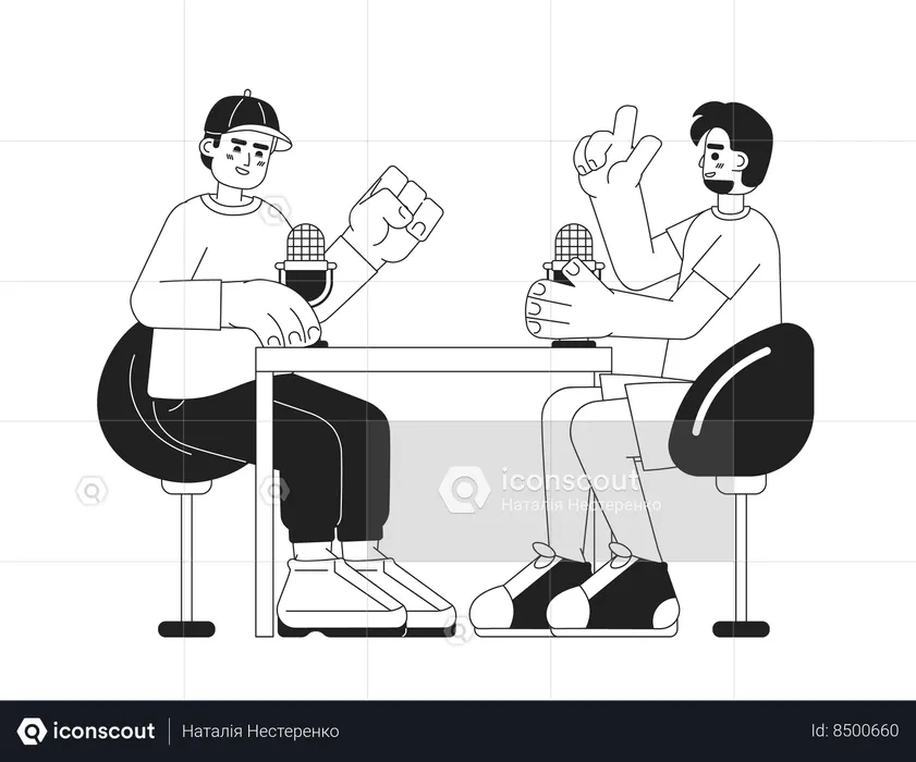 Meilleurs amis hommes podcasteurs  Illustration