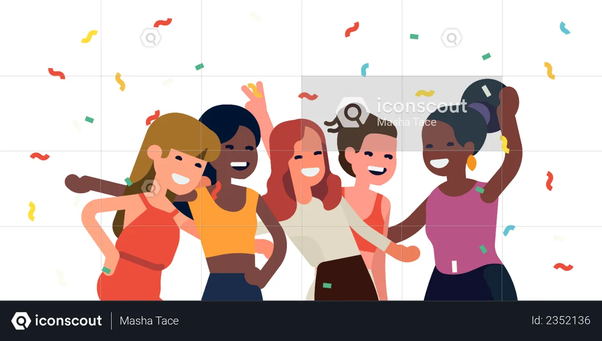 Mejores amigos celebrando y teniendo una fiesta.  Ilustración