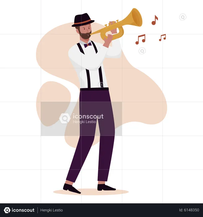 Men blowing in saxophone  Illustration