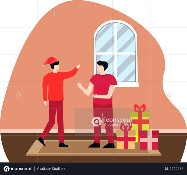 Men celebrating Christmas  Illustration