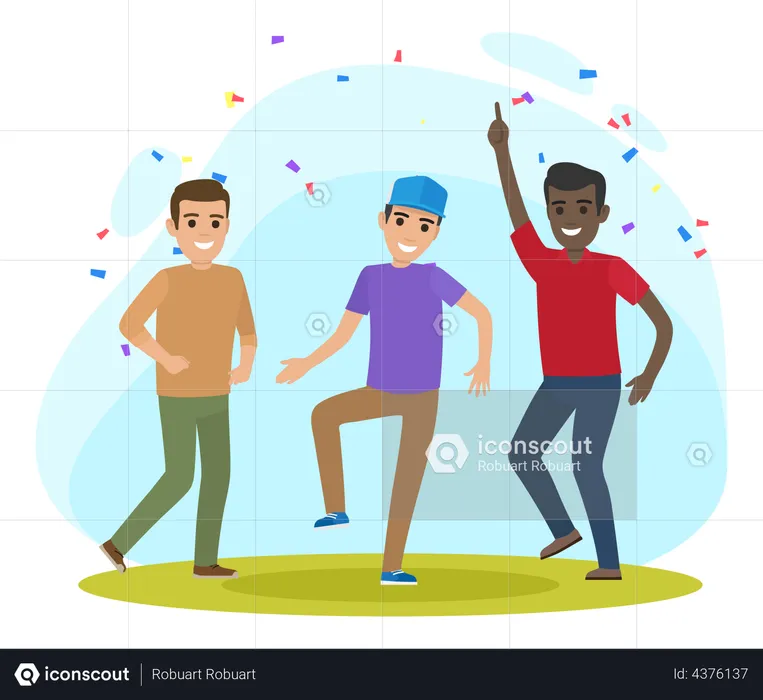 Men celebrating while dancing  Illustration