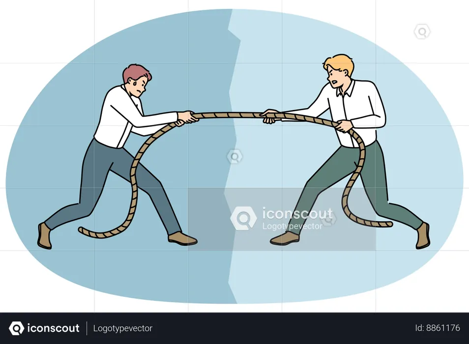 Men Competitors Pull Rope Fight For Leadership Adult Corporate Control  Illustration