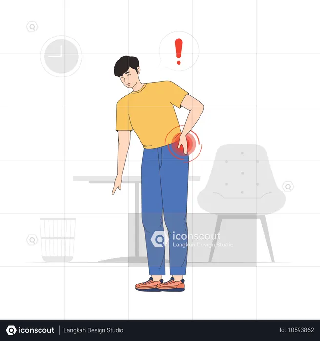 허리 통증을 경험하는 남성들  일러스트레이션