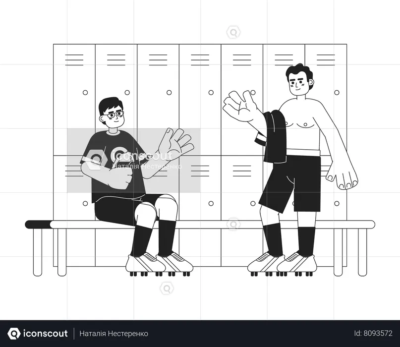 Men in changing room  Illustration