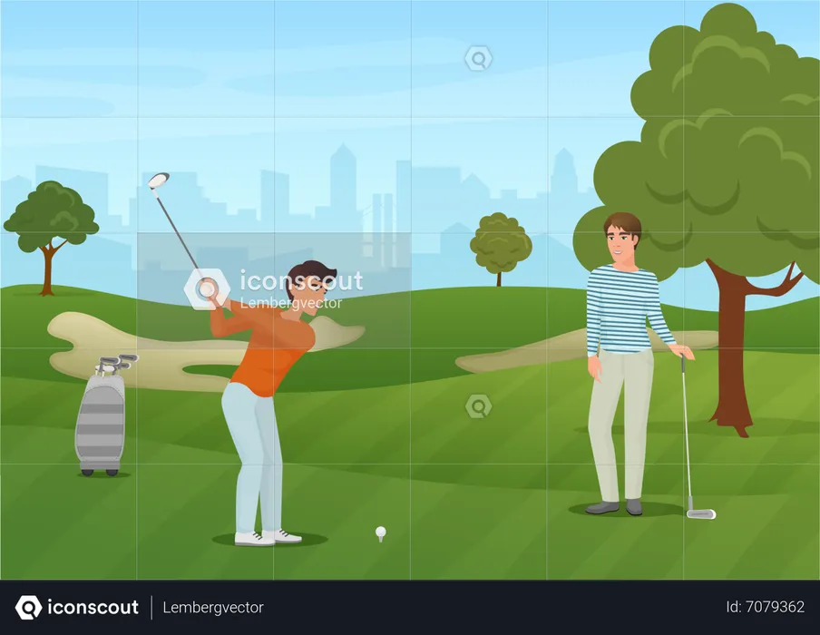 Men playing golf  Illustration