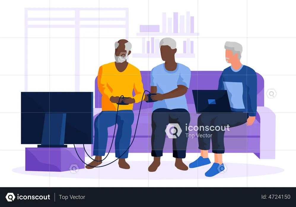 Men playing video game  Illustration