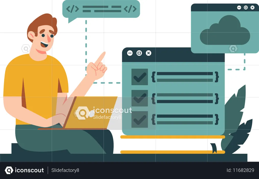 Men present programming languages  Illustration