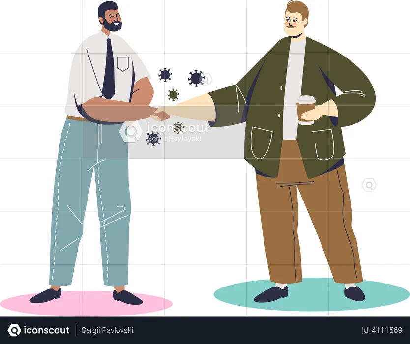 Men shaking hands during coronavirus  Illustration