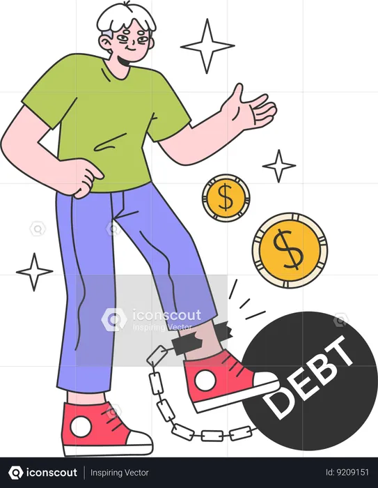 Men under debt trap  Illustration