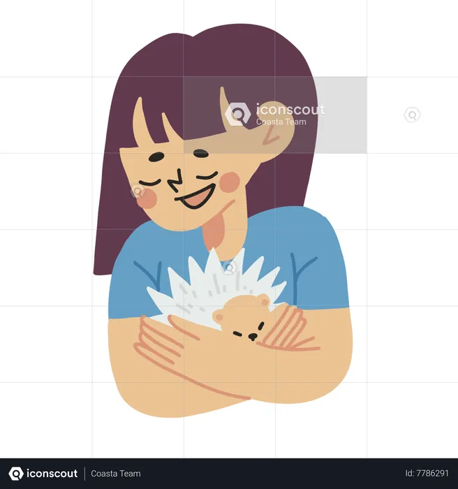 Menina abraçando ouriço  Ilustração