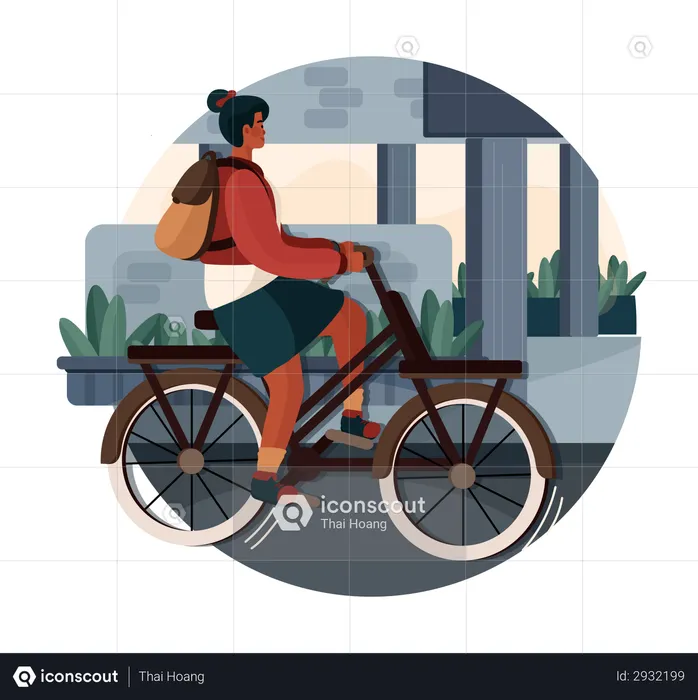 Menina andando de bicicleta  Ilustração